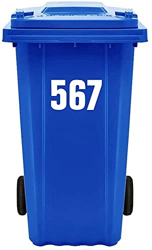 Stickers Limited Pack of 4 Plain White Bin Numbers (1 to 999) 17cm Large Number Stickers Waste Bin Decals Self Adhesive Waterproof Vinyl PBN08