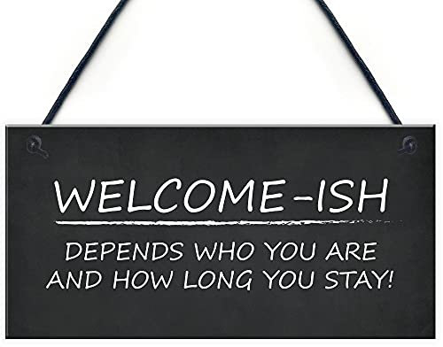 Welcome Sign WELCOME ISH Hanging Door Sign Funny Wall Decor Home Sign