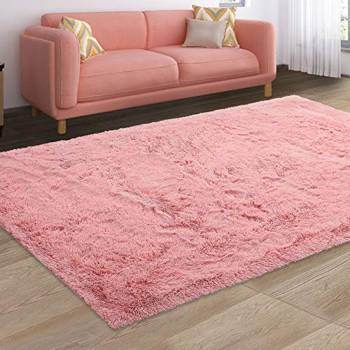 CAROMIO Teppich Wohnzimmer, Soft Area Rug Schlafzimmer Shaggy Teppich, Shaggy Schlafzimmer Bettvorleger Outdoor Carpet, Rosa 150x240 cm