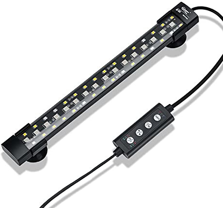 hygger 24/7 Mode Submersible Aquarium LED Light, Full Spectrum Hidden Fish Tank Light with 3 Rows Beads 7 Colors Auto On Off Sunrise-Daylight-Moonlight, Adjustable Timer Brightness