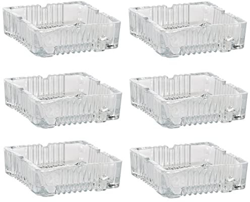 6 ceniceros rectangulares de mesa de cristal, 10 cm, transparentes, para exteriores