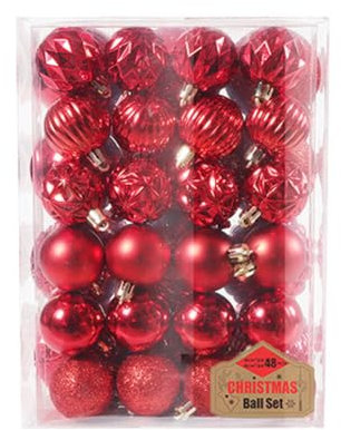 Uposao 48 Stück Weihnachtskugeln Kunststoff, 6CM Dekokugelen Weihnachtskugeln Weihnachtsbaumschmuck Set Christbaumkugeln Weihnachtsdeko Kugeln zum Aufhängen Dekorationen für Weihnachtsbaum Party,Rot
