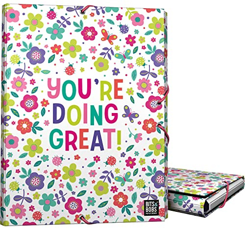 Grafoplás | Dossier 3 rabats | Carton doublé | Couverture rigide | Taille Folio | Design Bits&Bobs Pop Up Design, Great | Certifié FSC