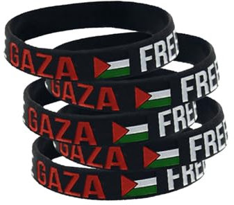 DolceTiger 1/2/5 Stück Silikonarmband Freies Palästina Silikon Handgelenkband Motivationssportarmband Palästinensischer Gazastreifen Palästina Flaggen Armband (5PC-Schwarz)