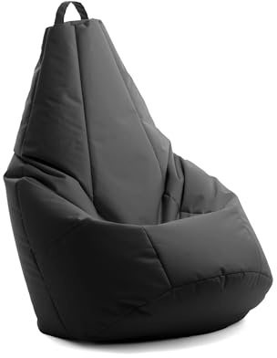 Avalon - Puff Poltrona Sacco Pera Deluxe Grande Sfoderabile, Pouf Sacco di Qualità Sartoriale, Bean Bag per Sedersi Ergonomico, Tessuto Antistrappo Impermeabile, Made in Italy(70x130cm-Nero)
