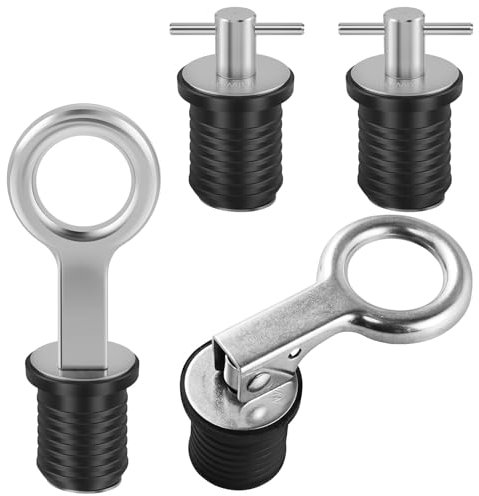JTNero Lenzstopfen 4pcs Marine Ablassschraube Edelstahl-Schnappgriff und T-Griff Boote Ablassstopfen für Rumpfstopfen Bodenstopfen