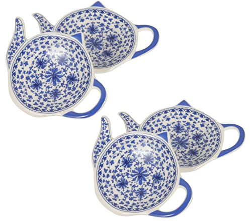 PRETYZOOM 4 Pièces Porte-sachets De Thé Forme De Théière Organisateur pour Sachets De Thé Plat à Collations pour