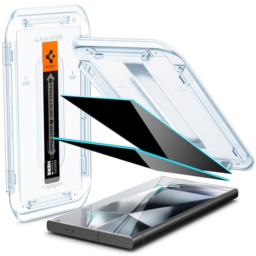 Spigen Glas.tR EZ Fit Privacy Tempered Glass Screen Protector for Samsung Galaxy S24 Ultra, 2 Pack, Privacy Protection, Installation kit included, Scratch-Resistant, 9H Hardness