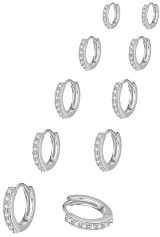 HinDaLi 5 Paires Boucles d'oreilles Argent 925 Boucles d'oreilles Femme Boucles d'oreilles Créoles Argent Boucles d Oreilles Argent Fille Creole Anneaux Cartilage Boucles d'oreilles Diamant Homme