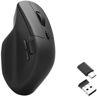 Keychron M6 Wireless Gaming Optical Mouse, Tri-Mode 2.4 GHz/Bluetooth 5.1/Wired, PixArt 3395 sensor, 26000 DPI, Ergonomic Lightweight Programmable Macro Button for Windows PC/Mac - Black