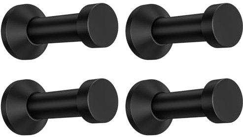 Moziel Handtuchhaken Edelstahl Kleiderhaken Garderobenhaken Einzelhaken bis zu 15kg belastbar Haken Schwarz 4 Stück