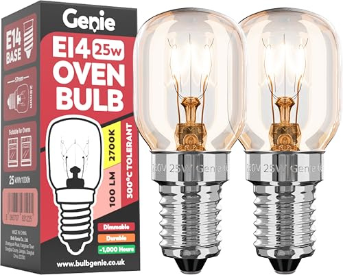 Genie E14 SES Pygmy Oven Bulbs 25W 230V Pack of 2 Oven Rated 300 C