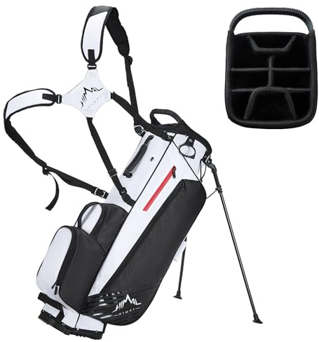 UNIHIMAL 8-Way Golf Stand Bag, Lightweight Walking Golf Bag with Full-Length Dividers, Cooler Pocket and Rain Hood, for Men Women, Black White