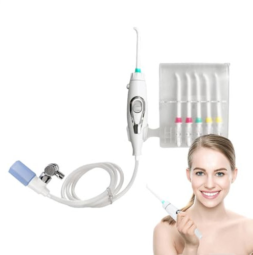 Flosser de agua para grifo, Flosser de agua para uso familiar,Irrigador bucal no eléctrico Water Flosser 6Nozzles - Limpieza de seguridad Cuidado bucal ajustable y duradero para la ducha y los dientes