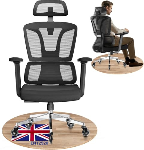 MELOKEA Ergonomic High Back Office Chair with 4D Armrests, Adjustable Seat Depth, 4-Position Recline, Adaptive Lumbar Support, and Quiet Rubber Casters – Big & Tall Comfortable Mesh Desk Chair