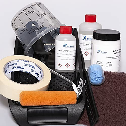 Kit de Esmaltado para Platos de Ducha, Resina y Carga Mineral, con Accesorios de Aplicación (Marfil claro (Ral 1015), Estándar (160 x80 cms))