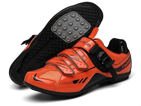 Hixingo Scarpe da Ciclismo Uomo Donna Strada e MTB Bike, Mountain Bicicletta Traspiranti Scarpe da Equitazione con Suola in Gomma, 36-47 EU (Rosso,41)
