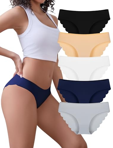 Voenxe Dam Trosor Cut Bikini Underkläder,Flerpack Seamless Women Underwear | 5 Pack SöMlöSa Panties Kvinnor,Invisible Panties Soft Hipster,Osynliga Komfortabla Bikinitrosor,No Show Sport Panty Multipack