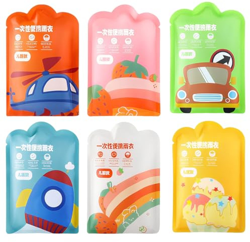 EIHI Lot de 7 Imperméables pour Enfants, Poncho de Pluie pour Garçons Filles, poncho pluie enfant, Poncho imperméable jetable, Léger Vestes de Pluie pour Vélo, Randonn, Couleur macaron