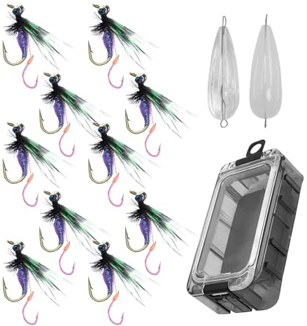 Bajbumgn Leurres de pêche à la Mouche - Set De Leurres pour Poisson-Chat Et Crapet - Attractant À Double Hameçon 10 Pièces Appâts pour Eau Douce Eau Salée Hommes Camping Aventures Extérieures Père