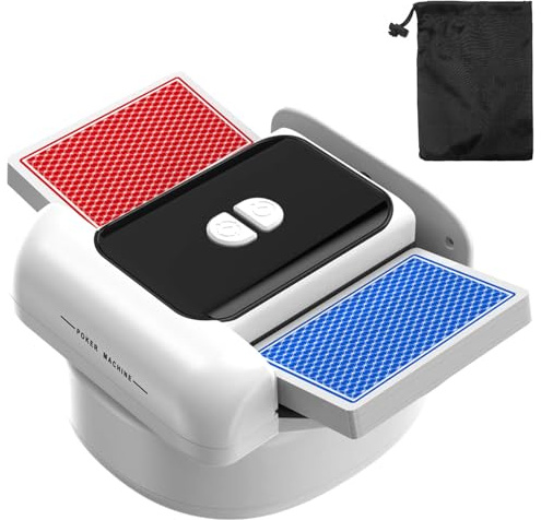 Risirica Automatic Card Shuffler Machine for 1–2 Decks,USB-C Rechargeable Card Shuffler,Low Noise & Portable Electric Shuffling Machine for UNO, Phase 10, Skip-Bo, Blackjack, Texas Hold'em & More
