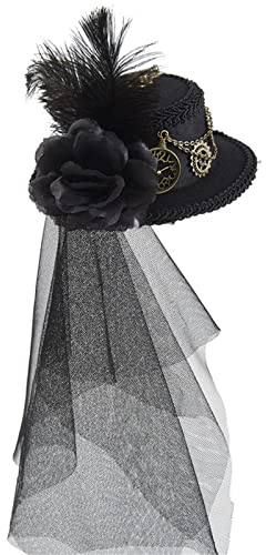 Ddujbtp Sombrero de copa steampunk para mujer con velo para viajero del tiempo, accesorios de Halloween gay Steampunk