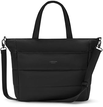 LARKSON Borsa a Tracolla Donna Nero - Alma - Puffy Tote Bag con Tanti Scomparti - Borsa a Spalla Grande - Everyday Shopping Bag - Shopper con Cerniera - Idrorepellente