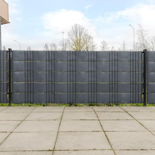 QJBSAVVA Paravento per balcone, antracite, 10 pezzi, 255 x 19 cm, resistente ai raggi UV, in rattan sintetico, protezione dal vento, per balcone, giardino e terrazza, design moderno, robustezza e