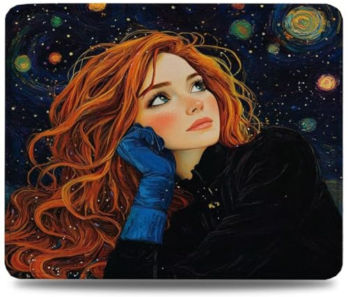 Mouse Mat 260 x 210 x 3 mm Gaming Mouse Pad, Non-Slip Rubber Base, Waterproof Surface Mousepad, Stitched Edges, Compatible with Laser and Optical Mice, Starry Sky Desk Mat, Gifts for Man Beauty 0d-934