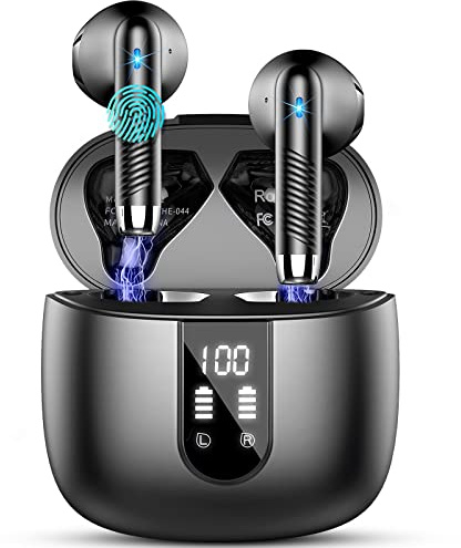 Drsaec 2026 Ecouteurs Bluetooth 5.4 sans Fil 56H avec APP | 4 ENC Reduction Bruit Oreillette Bluetooth, Stereo, Écran LED, USB-C, IP7 Etanche, iOS Android
