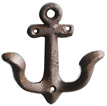 Kiaotime vintage rustique en fonte Motif ancre nautique Crochets muraux Crochets Rack, décoration murale en métal shabby chic antique Maison de salle de bain Serviette Crochets à vêtements Cintre