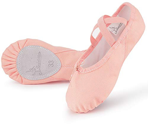 Soudittur Ballet Shoes Girls Dance Slippers Canvas Gymnastic Yoga Shoes Split Sole Canvas Flat for Kids and Adult (Size 10 UK Child, Pink)