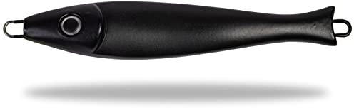 Rhino Premium Big Head Pilker Angelköder für das Meeres-Angeln Kunstköder für große Tiefen in Norwegen in klassicher Form, scharfe und stabile Drillings-Angelhaken, schwarz, 300 g