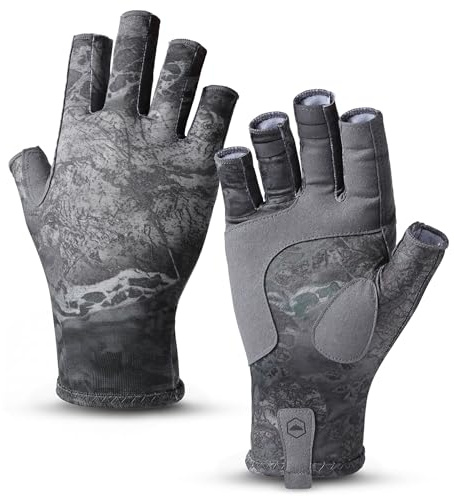 Tough Outdoors Fingerless Fishing Glove - UPF 50+ Sun Protection for Water Sports Enthusiasts - Lightweight, Breathable, Kayaking, Paddling & Sailing Gloves - Black, S/M