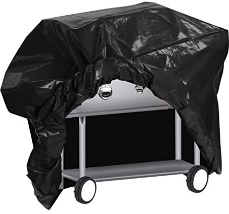 Ram® - Cubierta Grande para Barbacoa, Carrito Grande, Barril de Aceite, Barbacoa, protección de jardín, Cubierta Impermeable 145 cm x 61 cm x 117 cm en Negro, Gris y Verde (Negro)