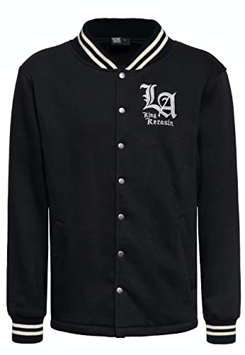King Kerosin Sweatjacka för män | klickjacka | rockabilly | Old School | collegejacka La King, svart, 3XL