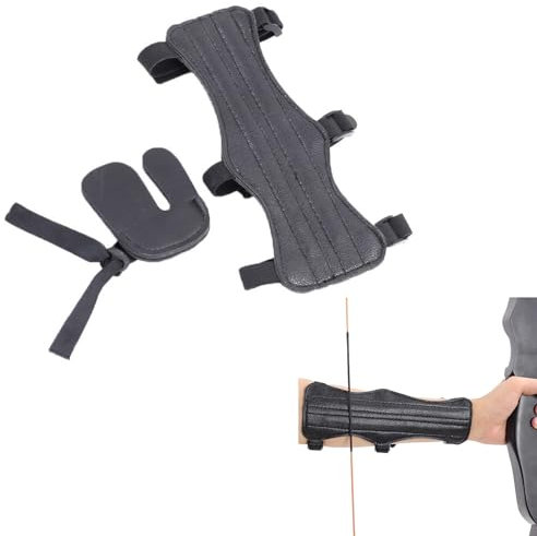 Bogenschießen Armschutz, Bogenschießen Arm Guard, Armschutz Bogenschießen, Bogenschießen Unterarmschutz mit Fingertab, Schießhandschuhe Fingerschutz, Arm Guard für Kinder Jugend Erwachsene Anfän
