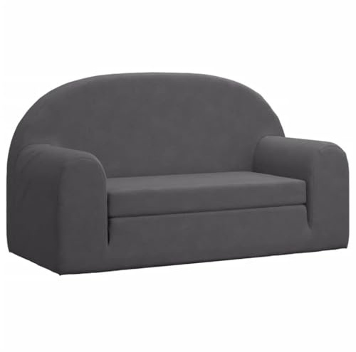 vidaXL Canapé-lit pour Enfants 2 Places, Lit de Jour avec Dossier et Accoudoirs, Lit d'Invité pour Tout-Petits Chambre Salon, Anthracite Peluche Douce