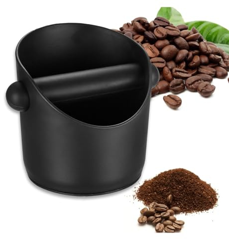 Boite à Café Knock Box, Bac à Marc de Café,Boite à Café,Avec Barre de Frappe Amovible Base Antidérapante,Récipient de tapotement pour machine à café porte-filtre,Pour Récupérateur Marc de Café(Noir)