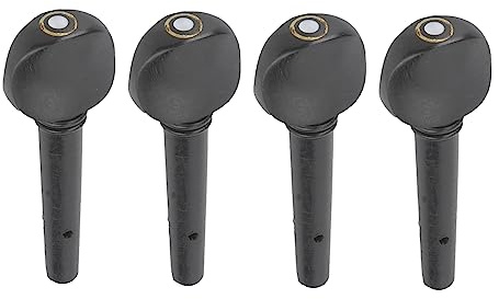 Sunicon violinsträngar skaft, 4 st kvalitet violinsträngar skaft stämpinnar Tillbehör Ebenholts massivt trä (1/4 Violinwirbel, Ebenholz mit Fischaugen, 4er-Set)