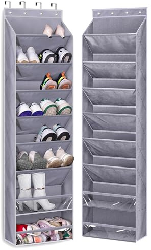 MISSLO Zapatero para puerta, organizador colgante grande con 8 estantes, organizador de zapatos estrecho con bolsillos profundos, almacenamiento de zapatos, colgador para zapatos, 20 pares de
