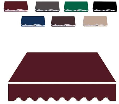 11,5x10 fot infällbart solskydd markisöverdrag ersättning uteplatsmarkis ersättning tyg utomhus solskydd kanvas, blå svart kaki (grå, 2,5x2 m/8x6,5 fot)(Burgundy,6x3m/20x10ft)