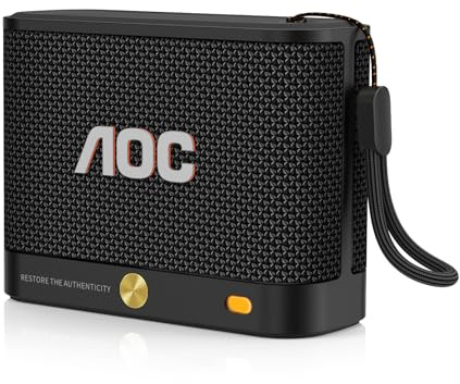 AOC Portable Bluetooth Speaker, Shower Speaker, BT 5.4 with Wireless Stereo Pairing, BassUp, IP67 Waterproof, Dustproof, 30-Hour Playtime, Compact Small for Home, Outdoors, Travel, Black