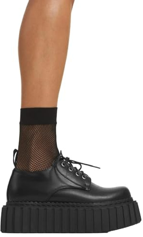 LAMODA Freaky Creepy Chunky Creepers - Black PU Platform Gothic Punk Shoes for Women, Retro Alternative Style Creepers with Thick Sole & Bold Statement Look - UK 5