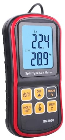 Medidor de luz, Luxómetro Digital 200.000 Lux Fotómetro Mini Iluminómetro Portátil GM1030