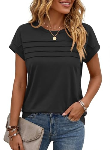 Cicy Bell T-shirt à col rond pour femme - Élégant - Manches courtes - Pour l'été - Basique.