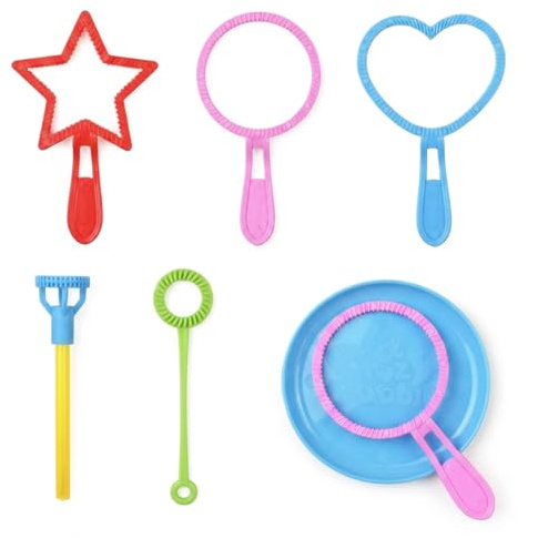 Bubble Wand, 6 Pack Giant Bubble Wands Set for Outdoor Games, Create Big Bubbles in Garden and Beach Parties, Multipack Bubble Tools with Assorted Colours (Random color）