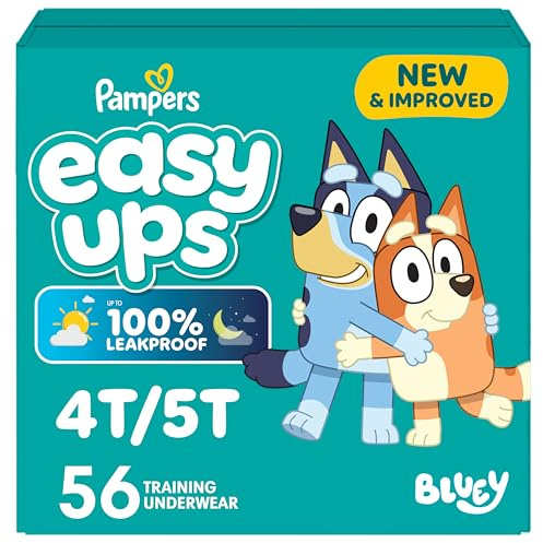 Pampers Training Pants - Easy Ups Boys & Girls Bluey - Size 4T-5T, 56 Count, Children's Potty Underwear (Packaging May Vary)