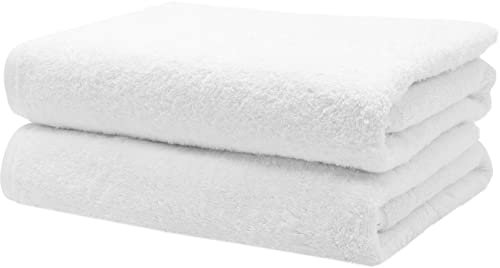 ZOLLNER 2er Set Premium Duschtücher in 70x140 cm - extrem saugstarke und weiche Badhandtücher in weiß - hochwertiger Saum - waschbar bis 95°C - Baumwolle - Hotelqualität - Oeko Tex® Zertifiziert