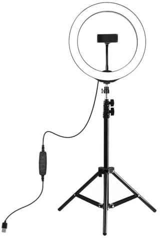 LENCARTA 12 Laptop Selfie Ring Light with Stand Tripod, Mini Desktop LED Lamp with Dimmable 3 Modes 10 Brightness Level for Makeup YouTube Video TikTok Photography Remote Work Video Conference